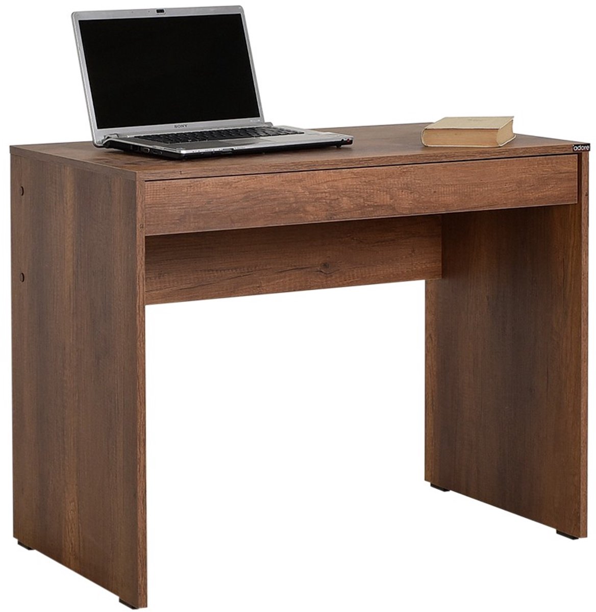 Asir - Studiebureau - Oslo, Walnoot - 100% met melamine gecoat spaanplaat - 57 x 98 x 8 cm
