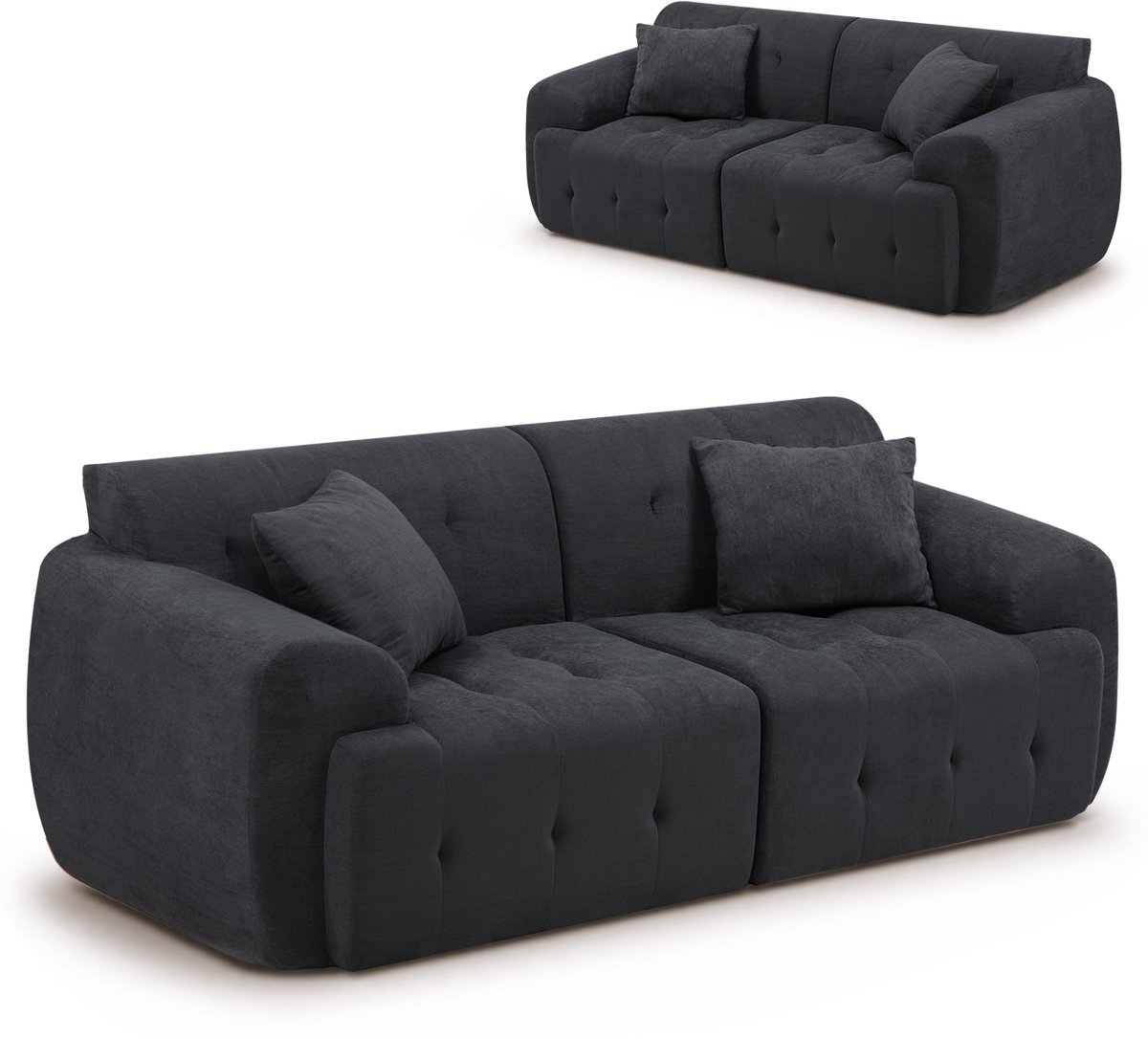 COMHOMA - 2-Zits Bank 180 cm - Modern Stoffen Design zonder Montage - Grijs