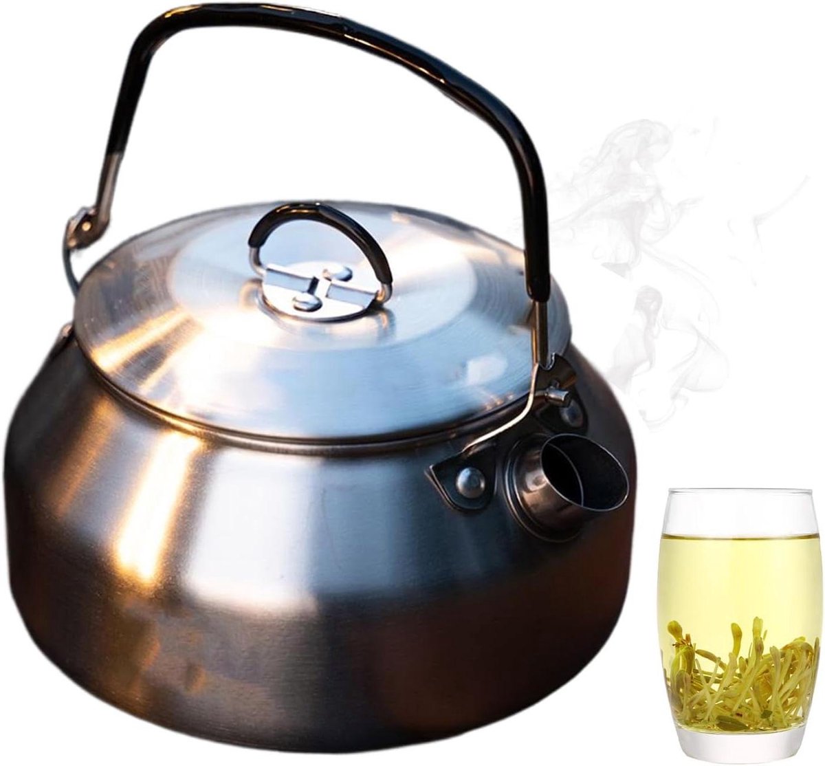 Theeketel RVS - Waterkoker Fornuis - Dranken Verwarmen - Ergonomisch Handvat - 0.8 Liter - Zilver