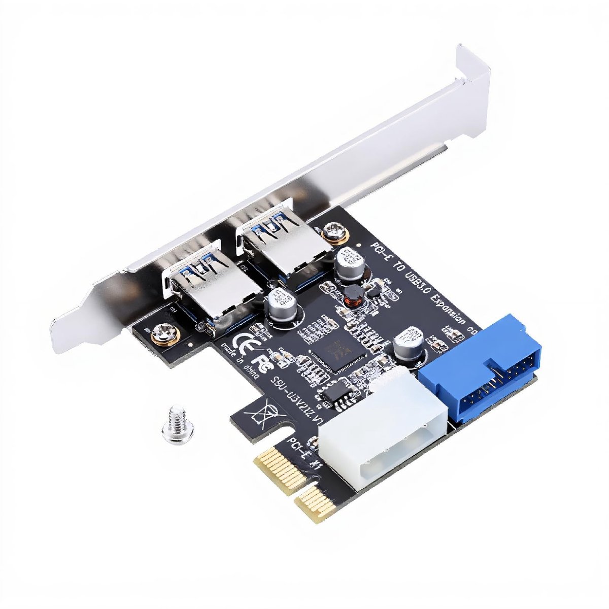 Dailygoody - PCI-E x1 naar USB 3.0-uitbreidingskaartadapter - Ondersteuning voor XP en Windows 7 - Makkelijk te installeren - 2 USB 3.0-poorten - Snel