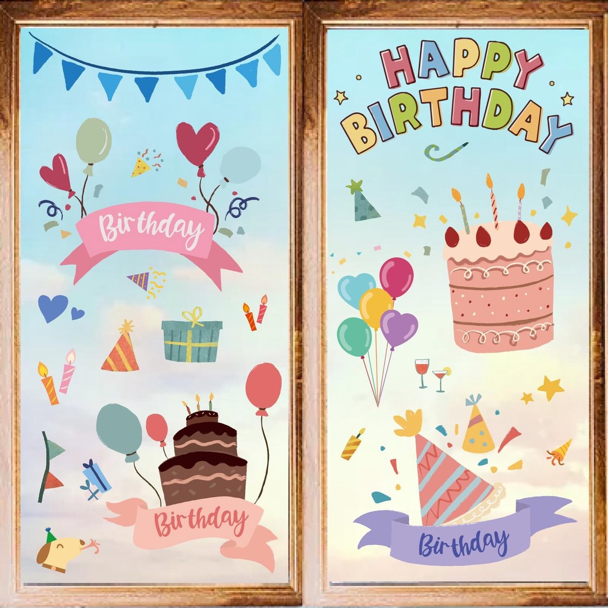 Dailygoody - Verjaardagstaart Muurstickers - Waterdicht - PVC - Zelfklevend - Decoratie voor Feest - 8 Stijlen - Geschikt voor Slaapkamer