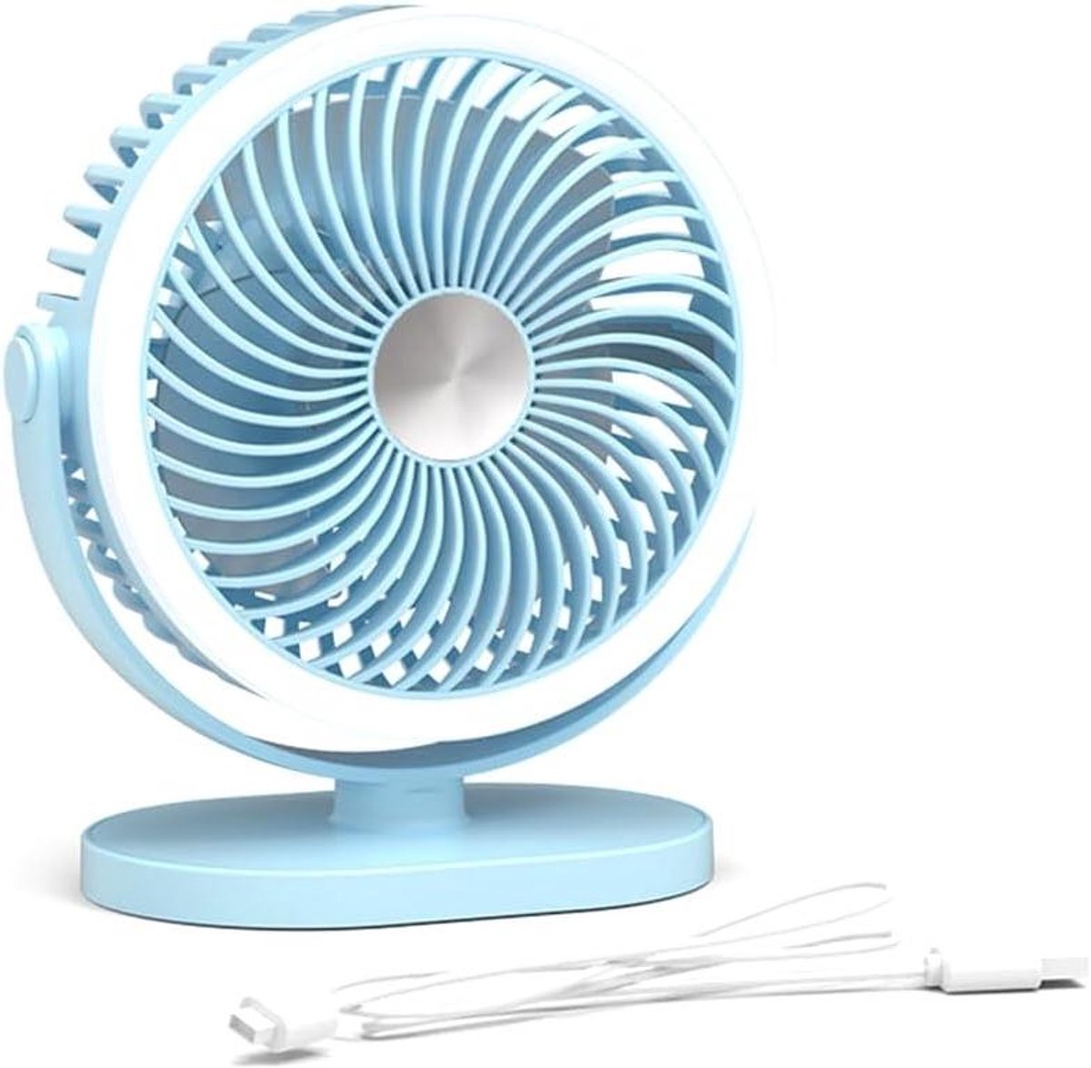 Bureauventilator - Hangventilator - Koel en comfortabel - Met LED-licht - 20x12.9x12cm - Blauw