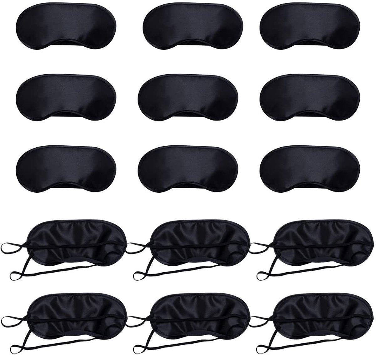 Dailygoody - Slaapmasker - Oogmasker - Zacht met neuskussen - Zwart - Blinddoek - Ideaal voor reizen en dutjes - 30 stuks