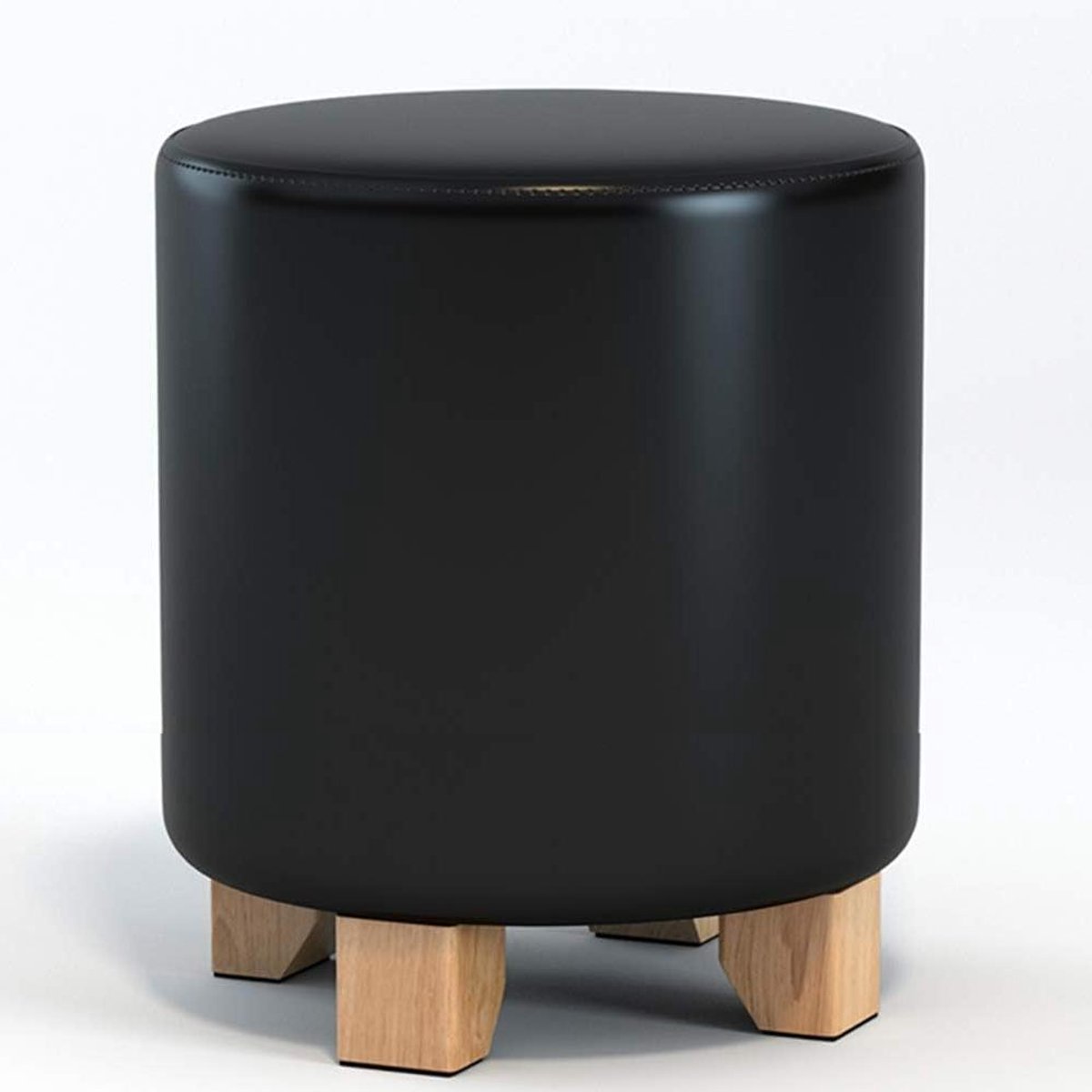 Houten Poef - Voetenbankje Ottomaan - Ontspannen Zitten - Massief Houten Frame - 29x29x35cm - Bruin