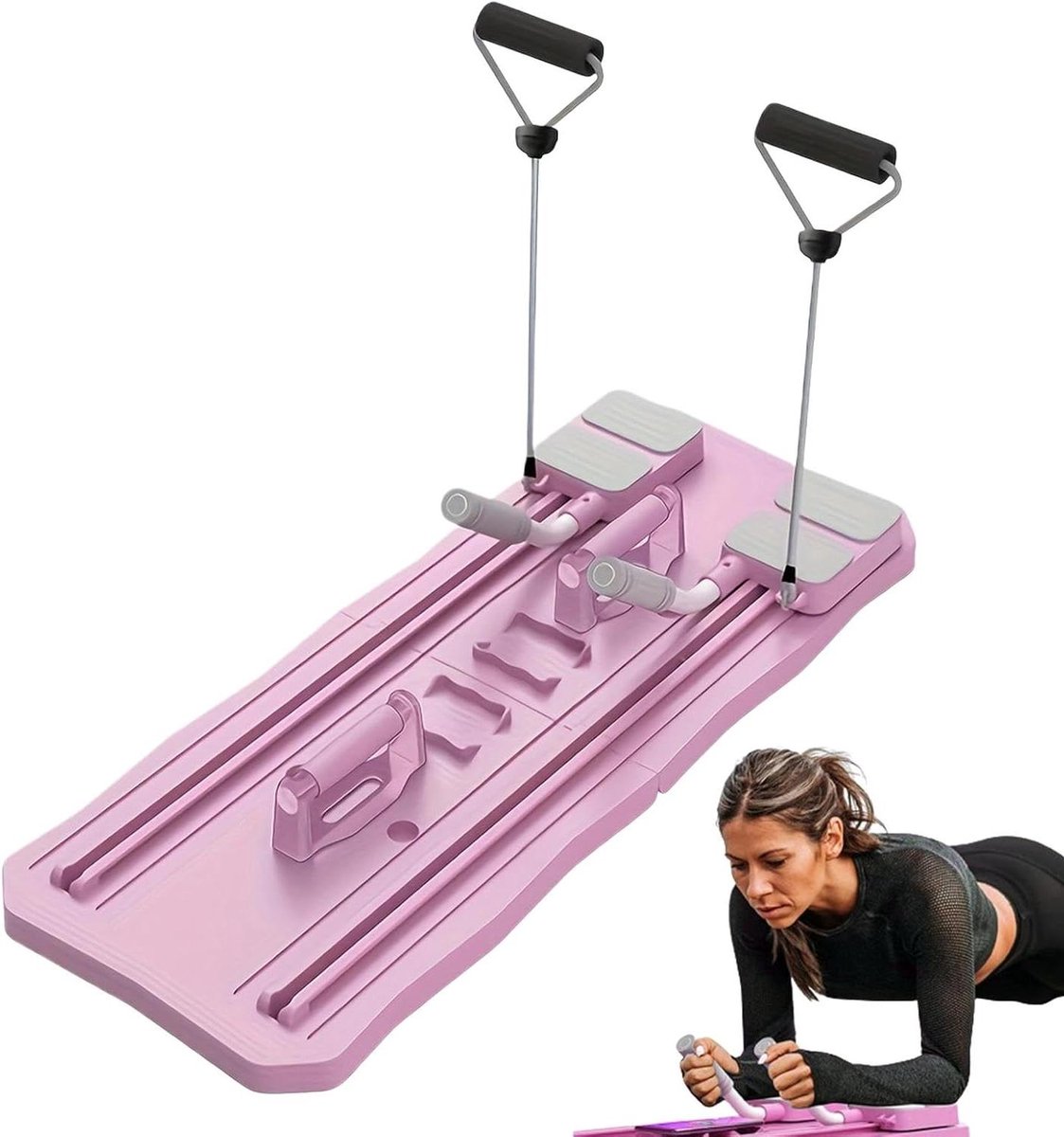 Pilates Trainingsbord - Full Body Trainer - Thuis Fitness - Opvouwbaar Ontwerp - 93x36 cm - Roze