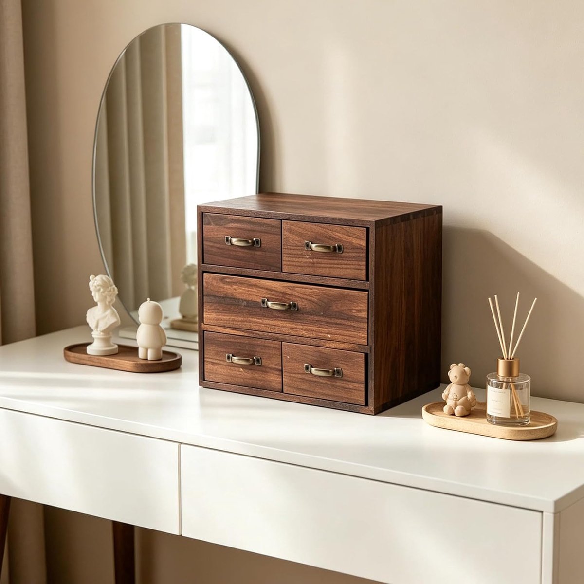Vintage houten bureau-organizer, kast met lades, rustieke plank met lades, organizers en accessoires voor thuiskantoor, opbergruimte voor knutselspullen, kunst en sieraden. — cadeau in Wonen & Interieur - foto 4