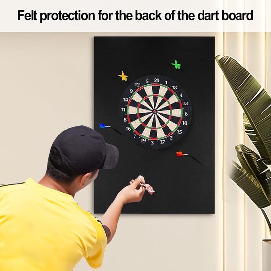 Dartwandbeschermers - Dartspel accessoires - Beschermt muren - Robuust viltmateriaal - 60 x 90 cm - Zwart — afbeelding 4