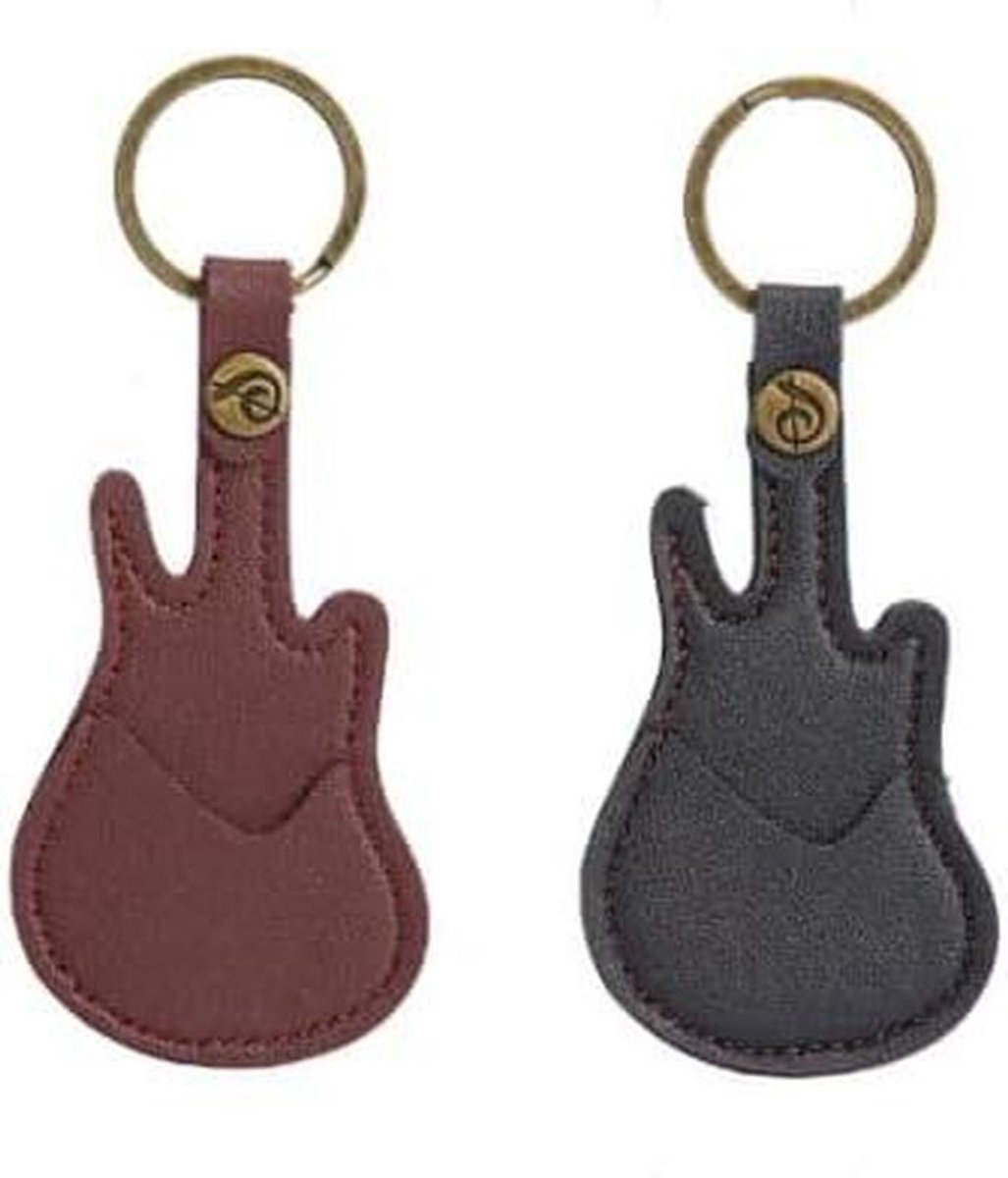 Gitaar Picks Set - Plectrums Clips - Gitaar Spelen - Met Sleutelhanger - 12 Stuks - Zwart Bruin
