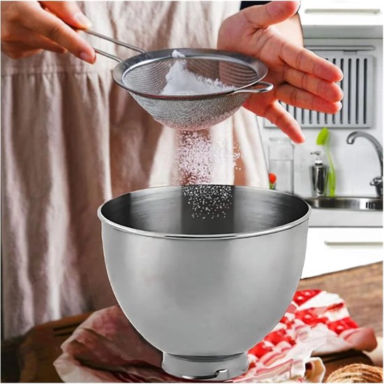 Mengkom Keukenmixer - Reserve Kom - Beslag Maken - Roestbestendig Metaal - 5 Liter - Zilver — afbeelding 3