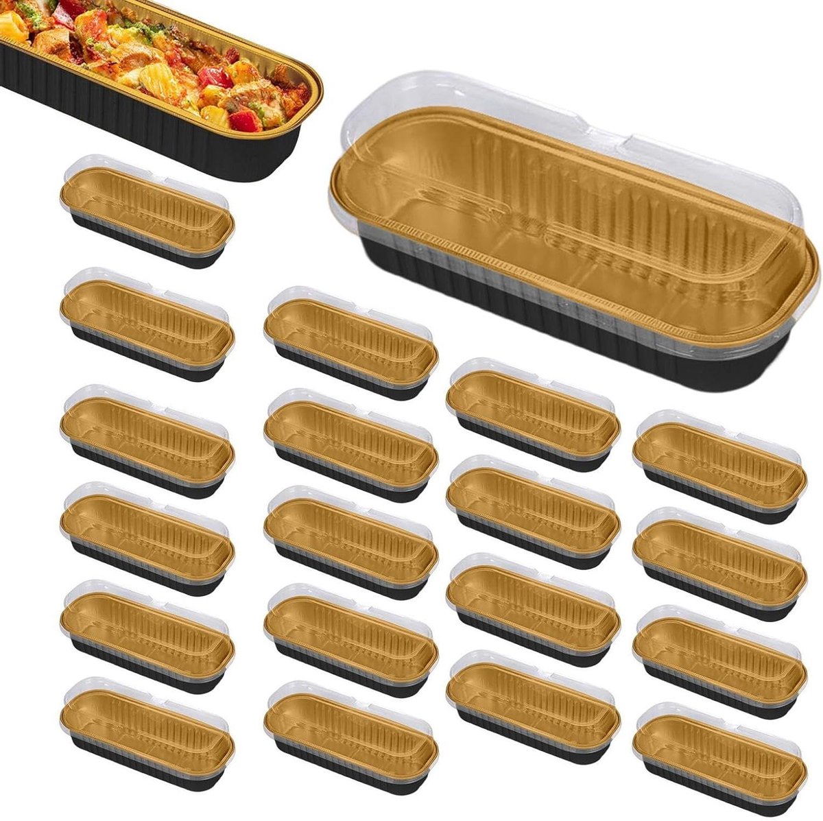 Mini Cakevormen - Bakblikken Ramekins - Individueel Bakken - Met Deksel - 200 ml - Zwart