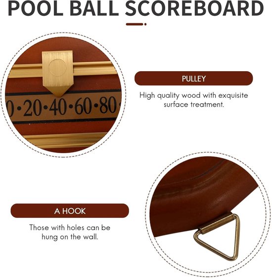 Biljart Scorebord - Snooker Marker - Wedstrijd Bijhouden - Grote Cijfers - 43 x 13 x 3 cm - Houtkleur — afbeelding 2