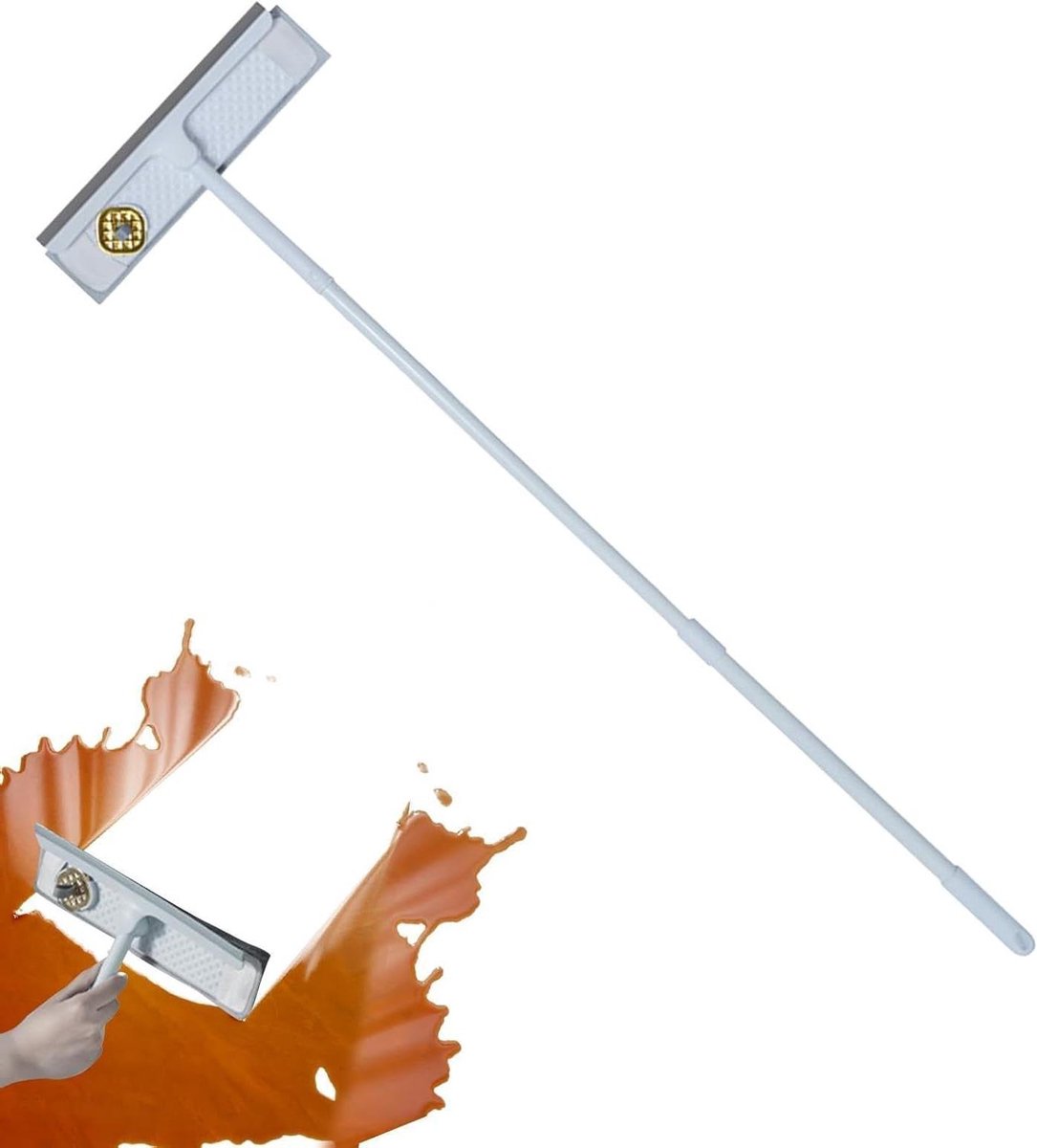 Raamwisser met steel - Raamtrekker Glasreiniger - Ramen lappen - 360 graden rotatie - 70-104 cm - Grijs
