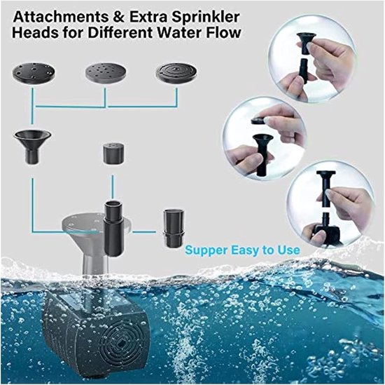 Zonnepaneel Fontein Pomp - Solar Vijver Kit - Tuindecoratie Watercirculatie - Hoog Rendement Zonnepaneel - Tot 70cm Hoog - Zwart — afbeelding 5