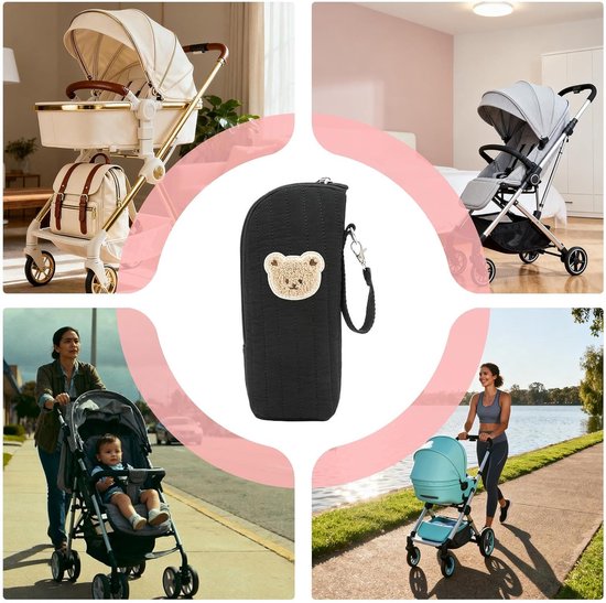 Flesjes Isolatie Tas - Baby Fles Koeler - Borstvoeding Onderweg - Aluminium Isolatie Laag - 22 cm - Zwart — afbeelding 4