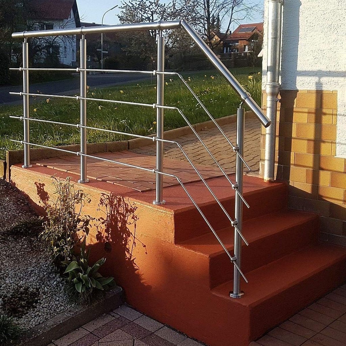 RVS Balustrade - Railing RVS - Balkon Afschermen - 4 Horizontale Stangen - Individuele Paal - Zilverkleurig