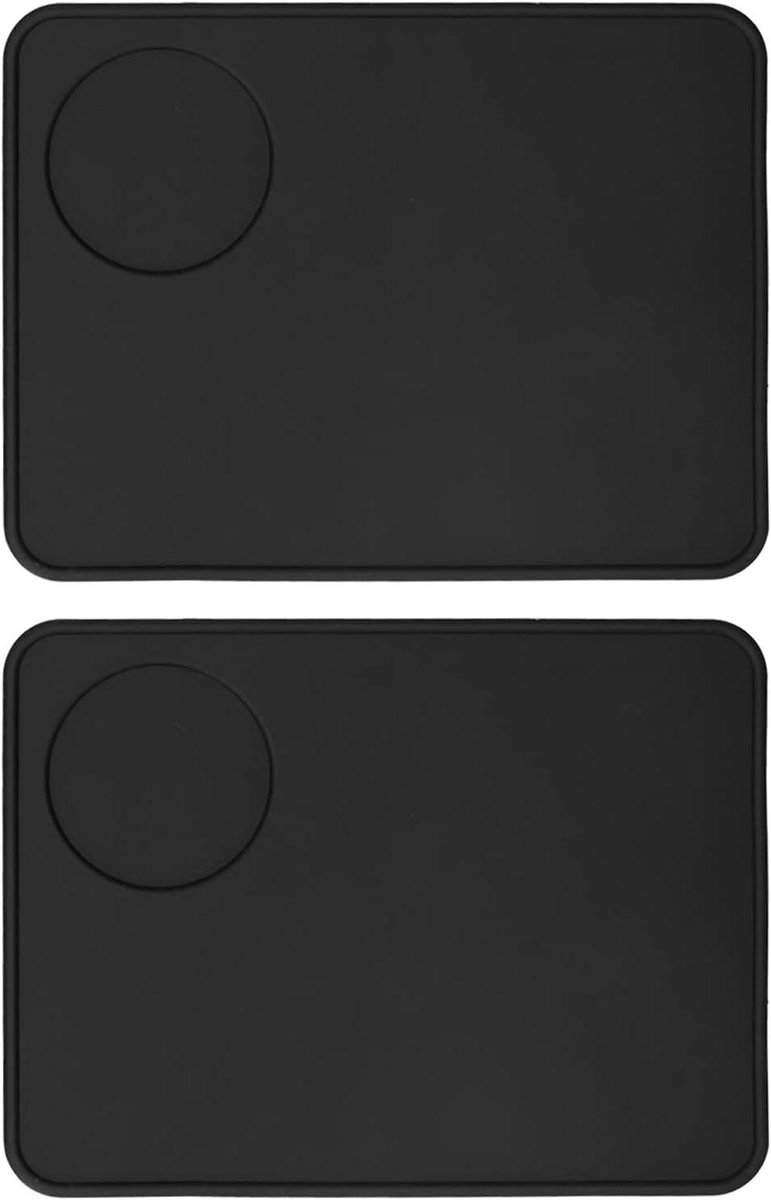 Koffie Tamper Mat - Tampmat Koffiezetapparaat - Koffie Bereiden - Verhoogde Rand - 20x15cm - Zwart