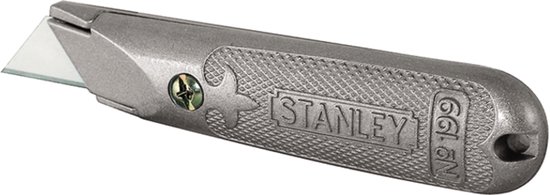 Zilverkleurig Stanley mes No. 199 met een uitstekend metalen mes en zichtbare schroef.