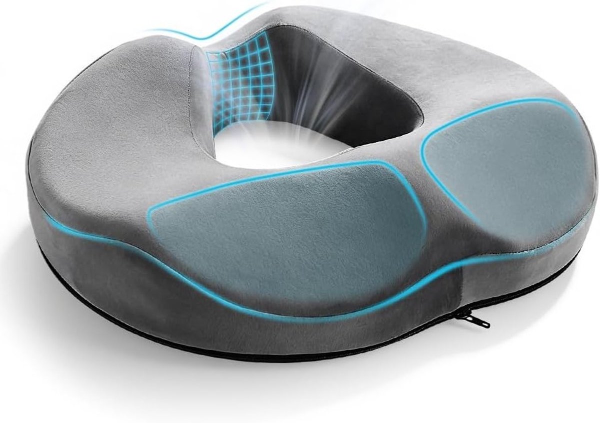 Ergonomische zitring voor stuitbeenontlasting, traagschuim kussen voor optimaal comfort en ondersteuning
