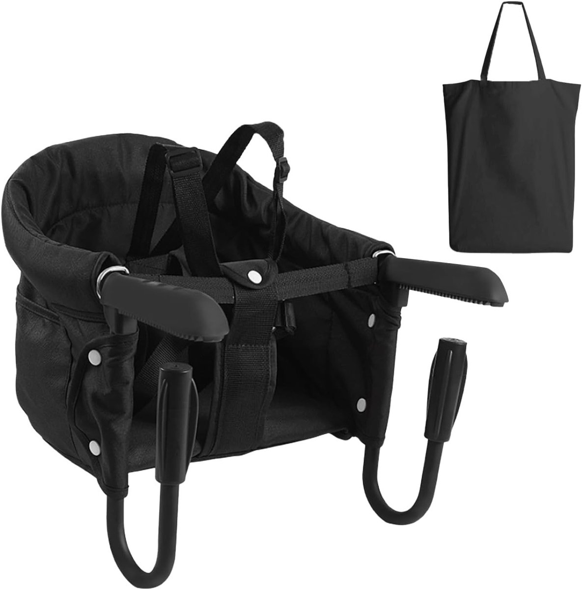 Opvouwbaar babyzitje - kinderstoel zitverhoging met transporttas - voor thuis en onderweg - belastbaar tot 15 kg - zwart
