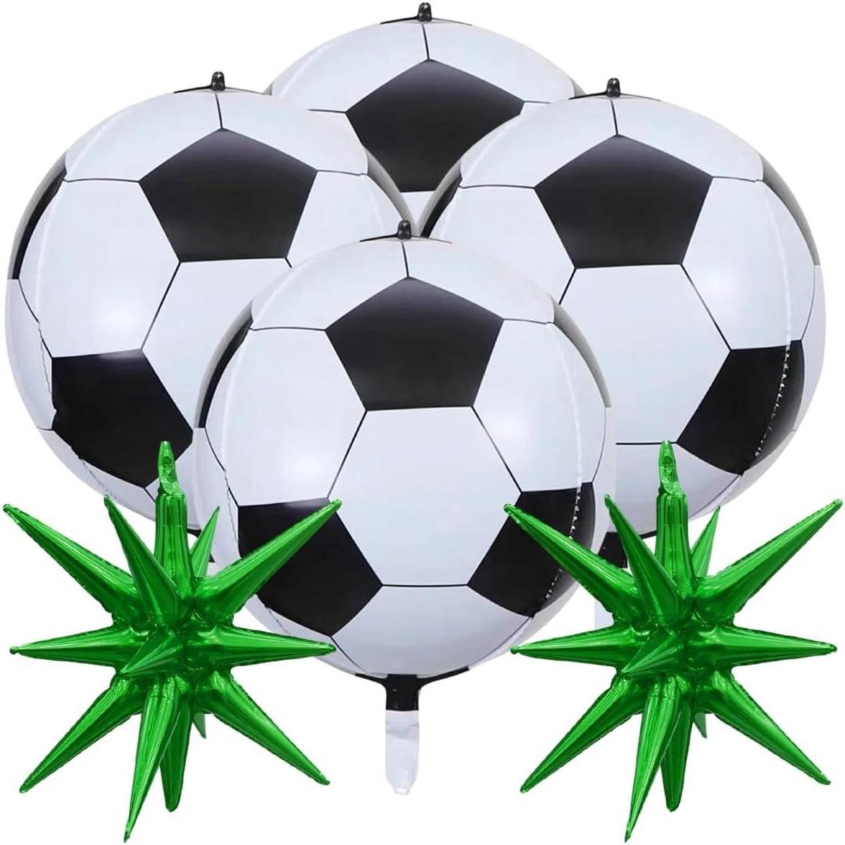Voetbal Ballonnen - Ster Ballonnen - Feest Decoratie - Zelfsluitend Ventiel - 6 Stuks - Zwart Wit