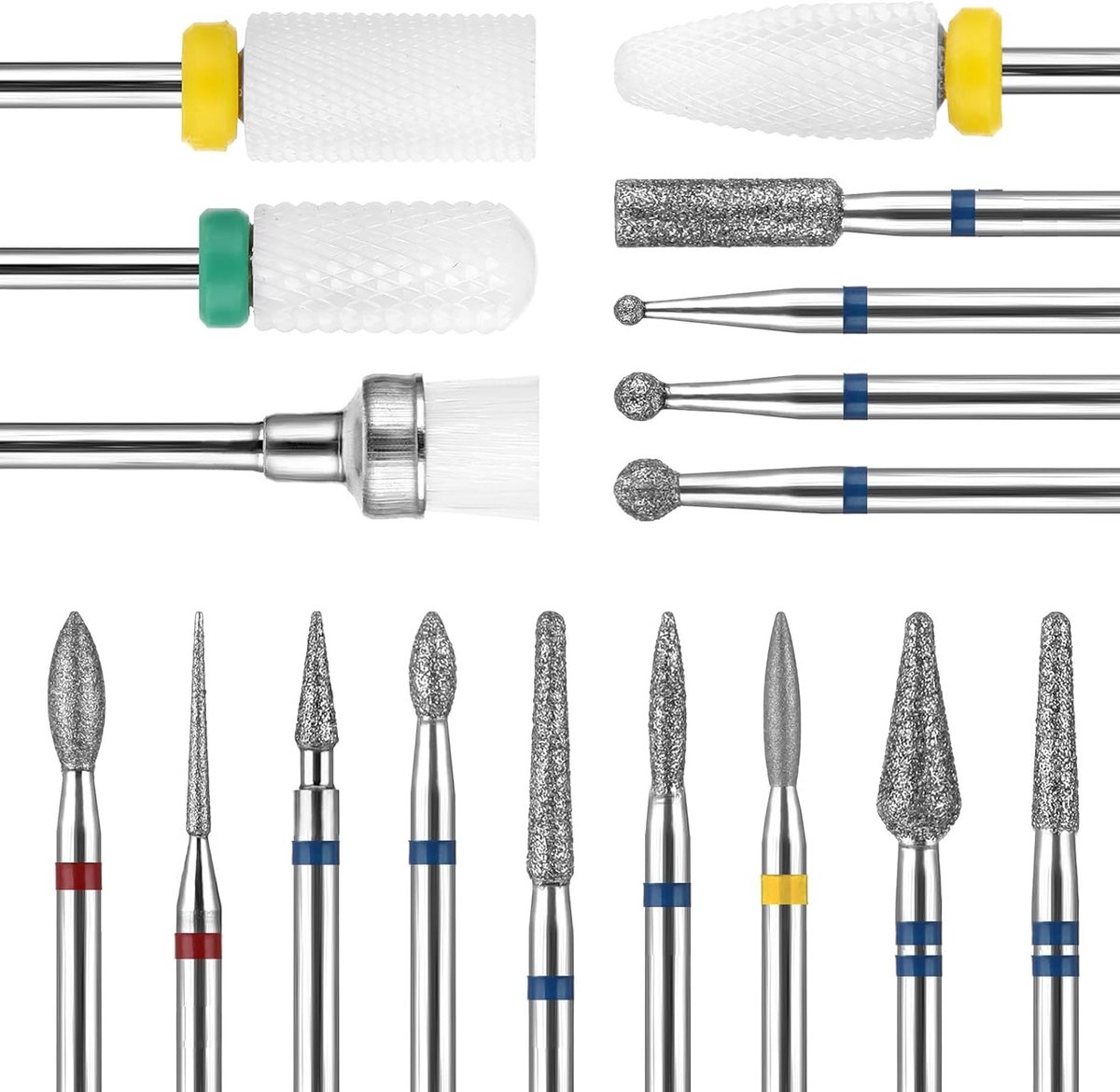 17-delige nagelboorbitset 3/32 inch 235 mm nagelriemkit nagelfrees bit slijplichaam voor gelnagels manicure pedicure acrylslijpkoppen hardmetaal machineaccessoires