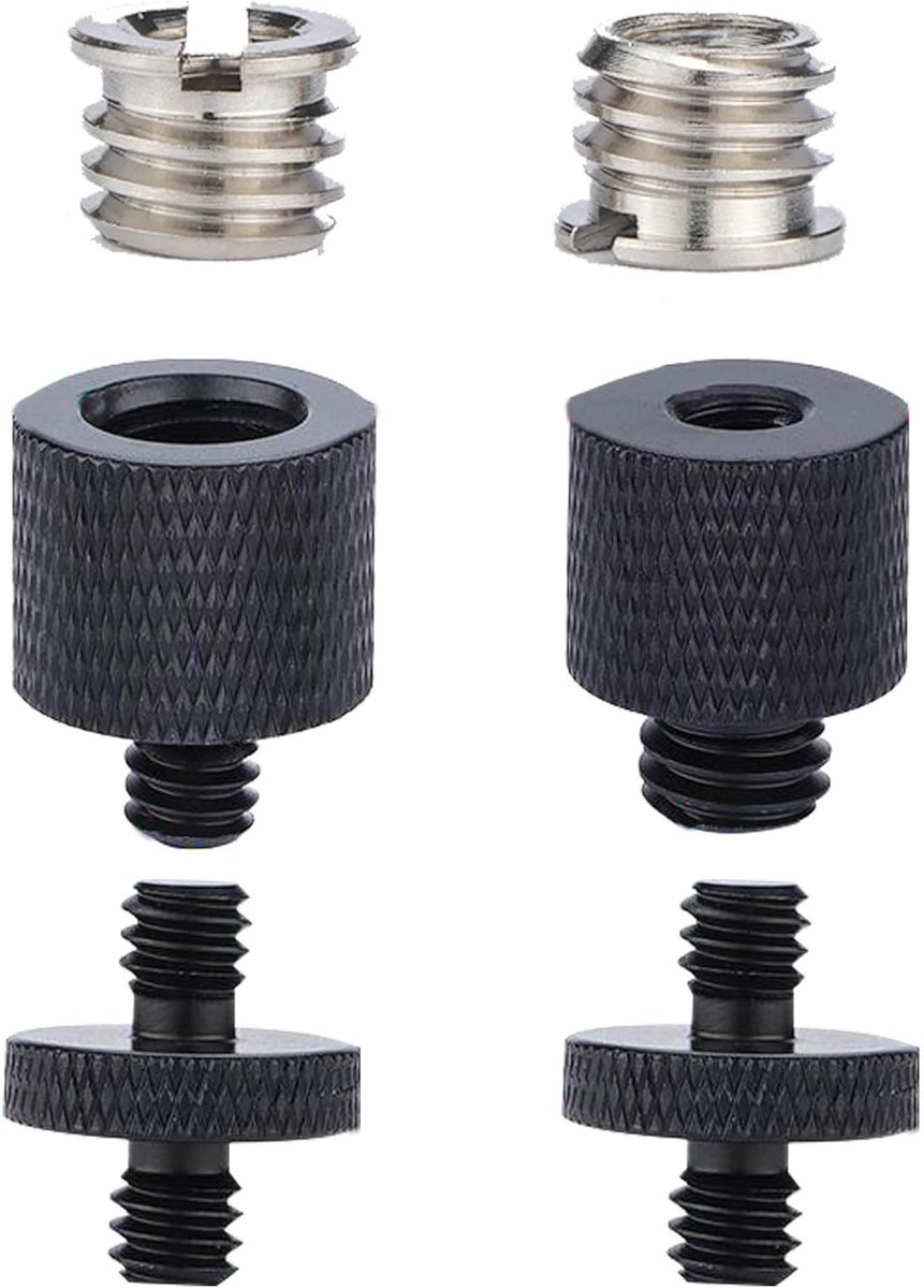 6-delige Tripod Adapter Set voor Camera's, 3/8 Inch naar 1/4 Inch Schroefadapter, Geschikt voor Flitslicht en Statiefaccessoires