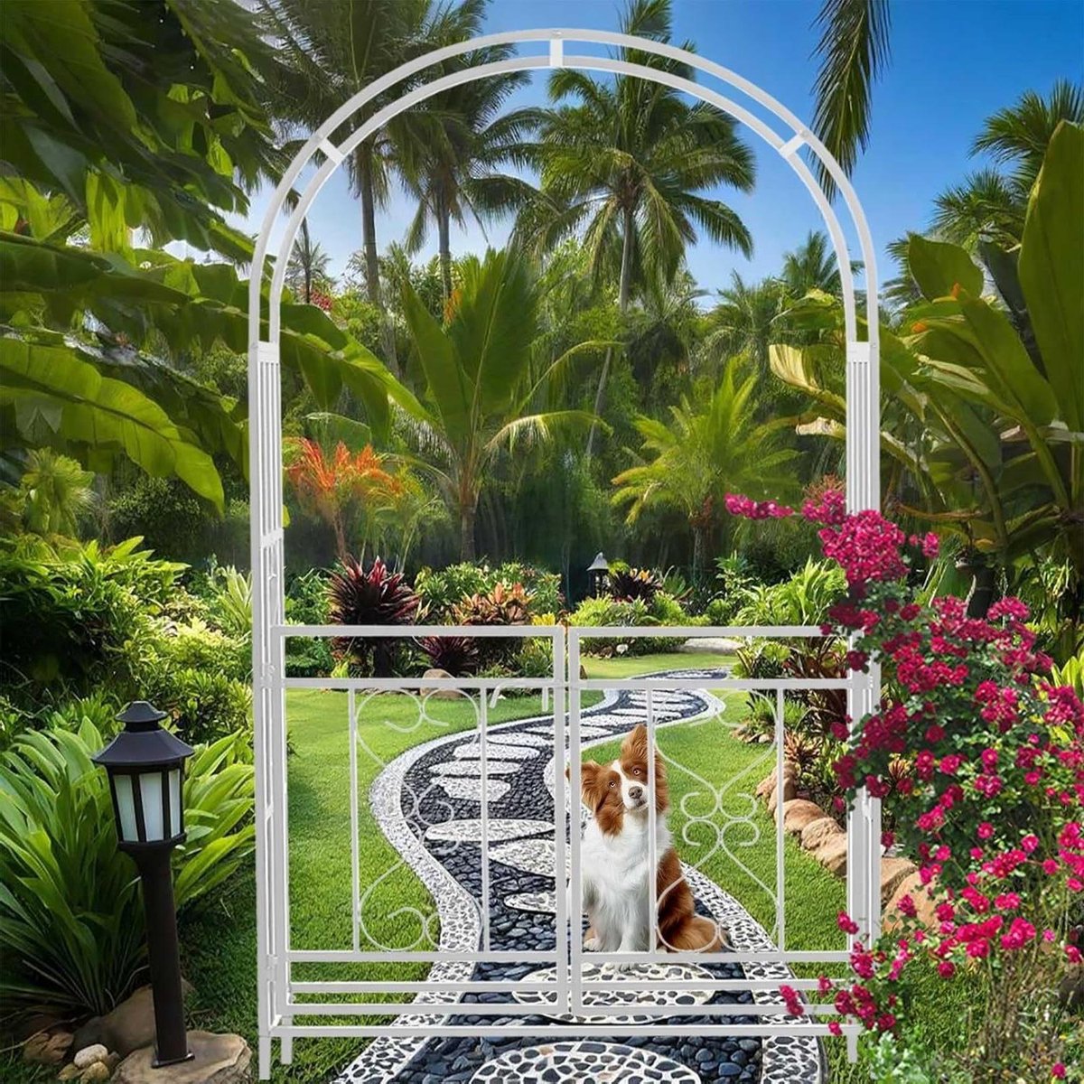 Metalen Rozenboog - Tuinboog Pergola - Klimplanten Ondersteunen - Met Dubbele Poort - 210 