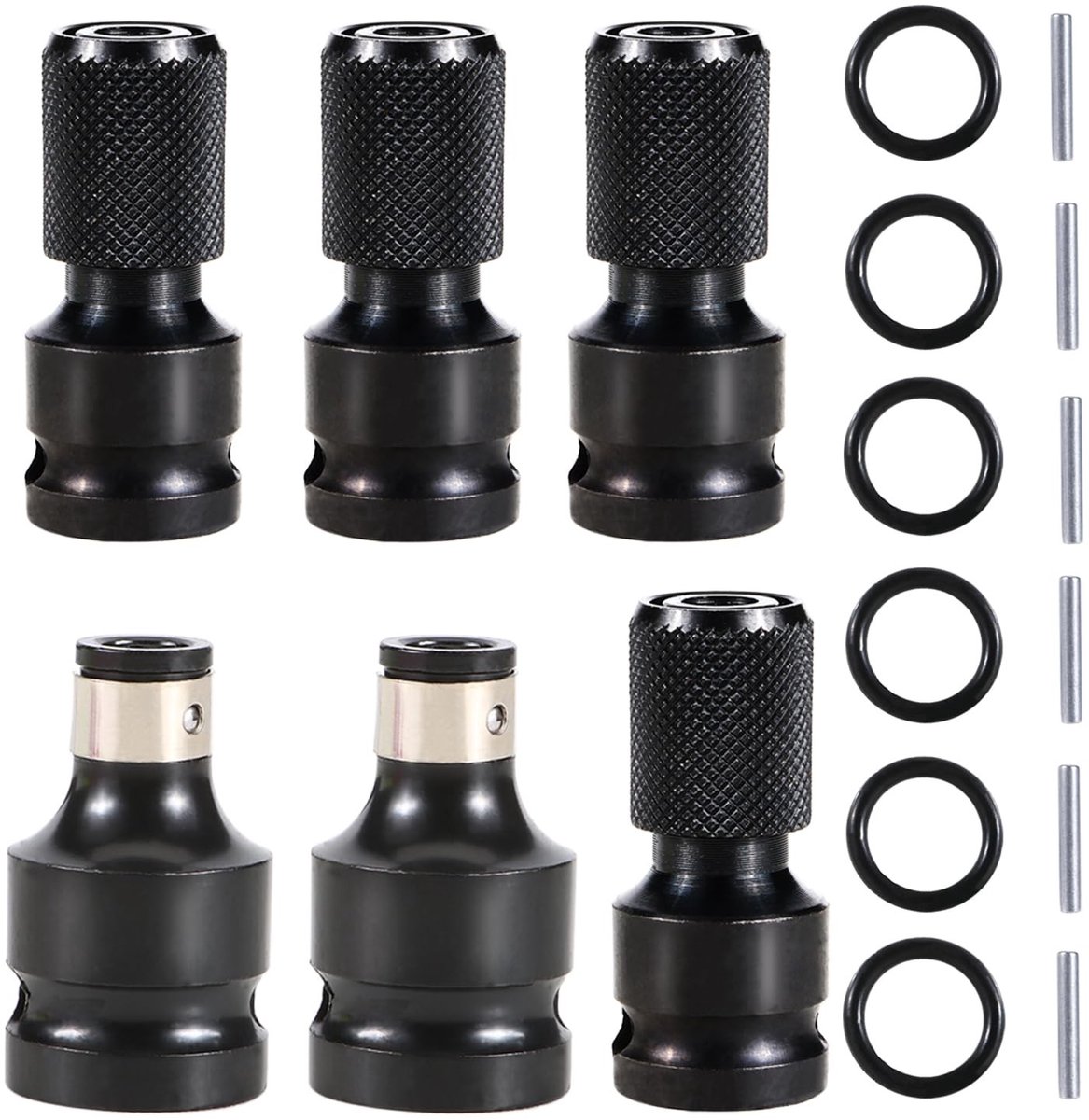 Allecto - Socket wrench adapter set - 6-delige set - Telescopische adapter - 1/2 inch naar 1/4 inch - Hexagon schacht - Voor boor en handgereedschap