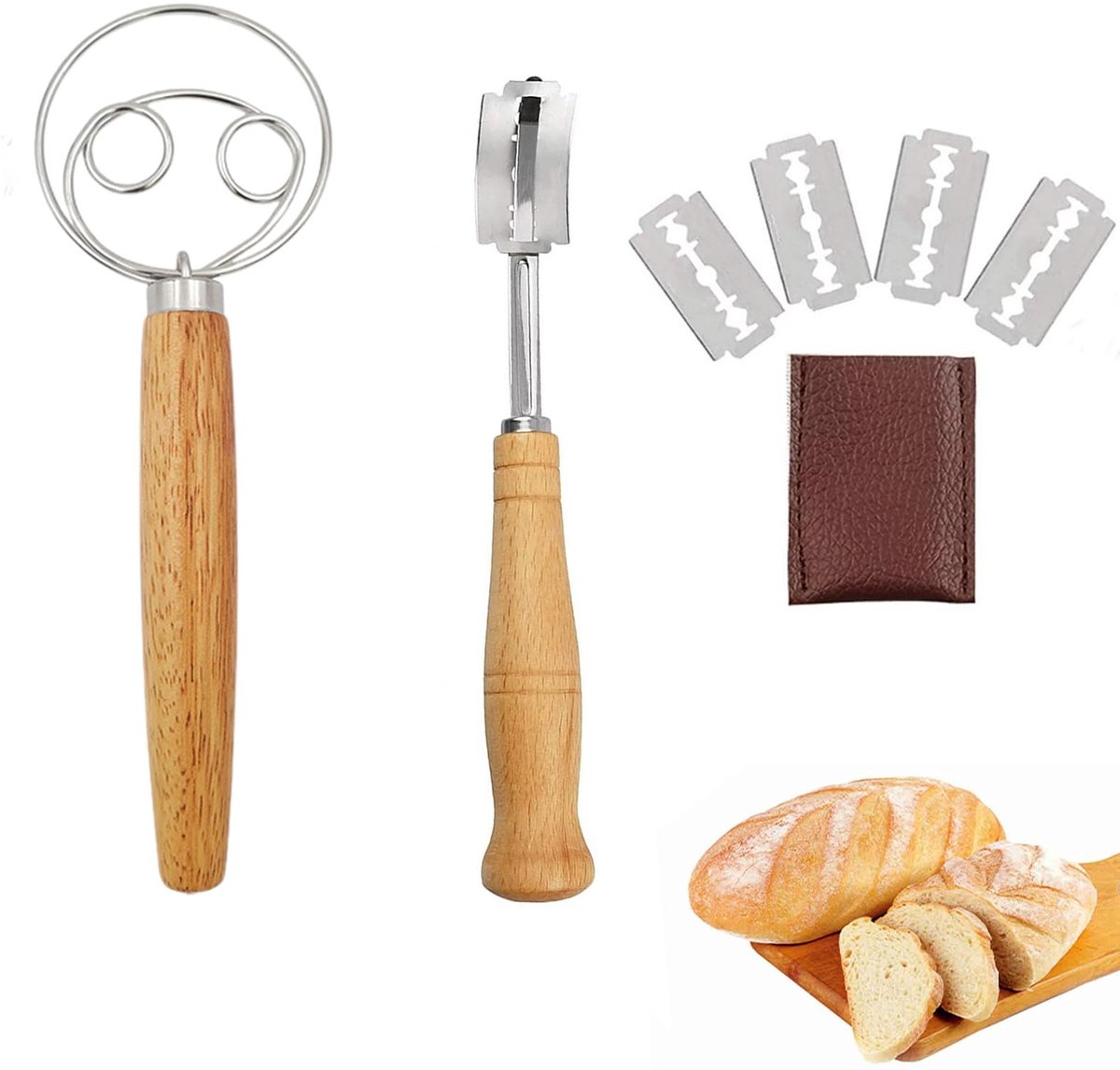 Allecto - Broodsnijder - Broodmes - Deegmes met 5 Messen - Zilver - Garde voor Deeg - Ideaal voor Bakkers - 19 cm