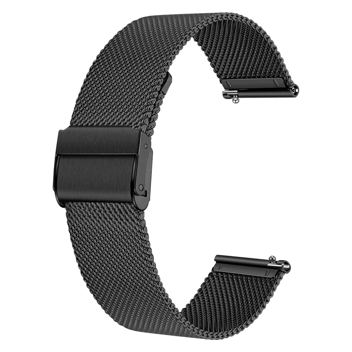 Virtubuy - Quick Release Watch Strap - Woven Metal Mesh - Elegant en casual - Zwart - Universele horlogeband - Geschikt voor Smart Watches en Seiko ...