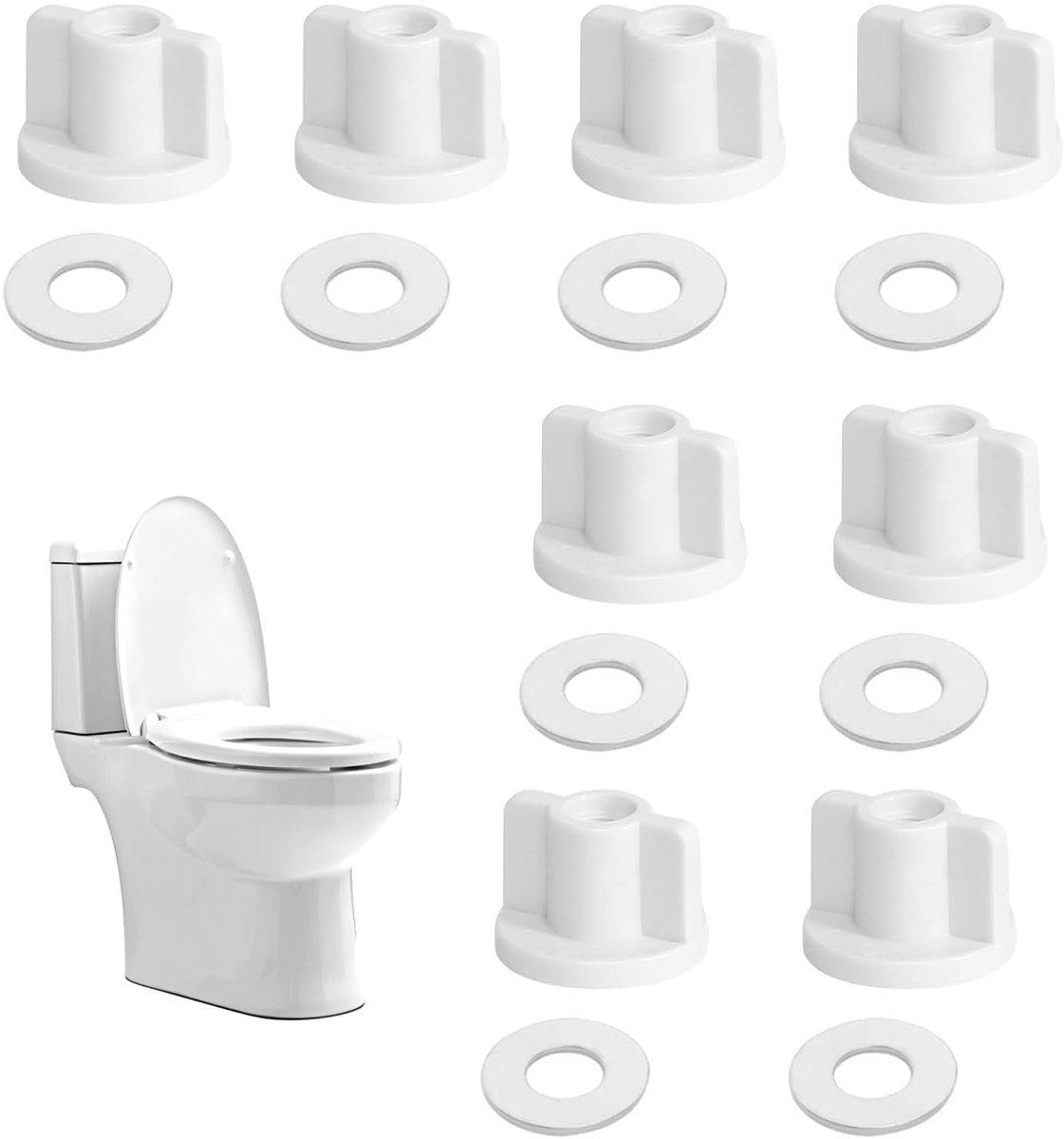 NTHProducts - Toiletzitting Bevestigingsset - M6 Schroefdraad - Vervangingshardware voor Toiletten - Wit - Toiletzitting Ondersteuning - Geschikt voor ...