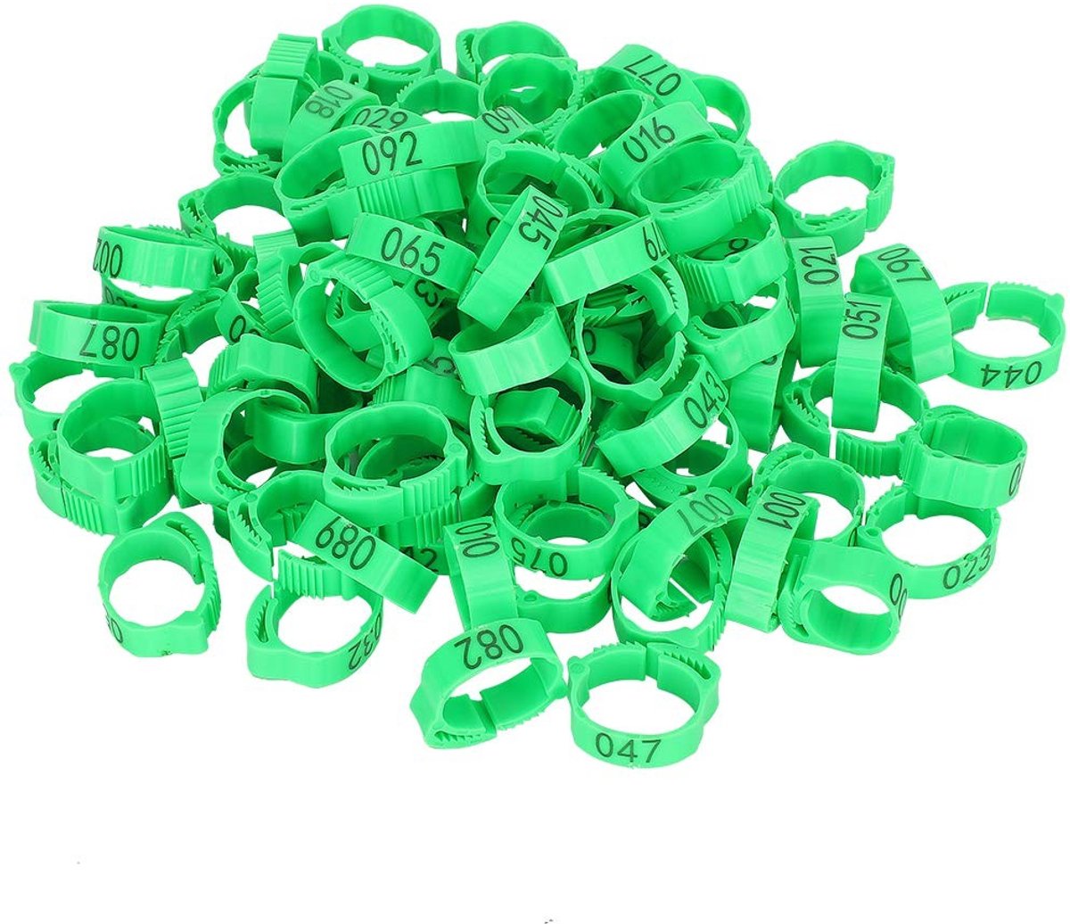 NTHProducts - Poultry Leg Straps - Identificatie - Flexibel en veilig - Groen - Nummering - Ideaal voor kippen en eenden - Geschikt voor 0.5-7.5 kg
