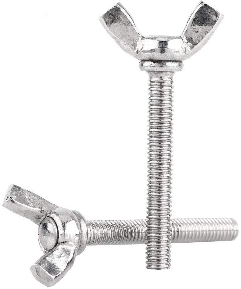 Shopcentral - M5 Vlinderschroeven - Roestvrij staal - 5 stuks - M5 * 40 mm - Volledig schroefdraad - Ideaal voor bevestigen - Zilver