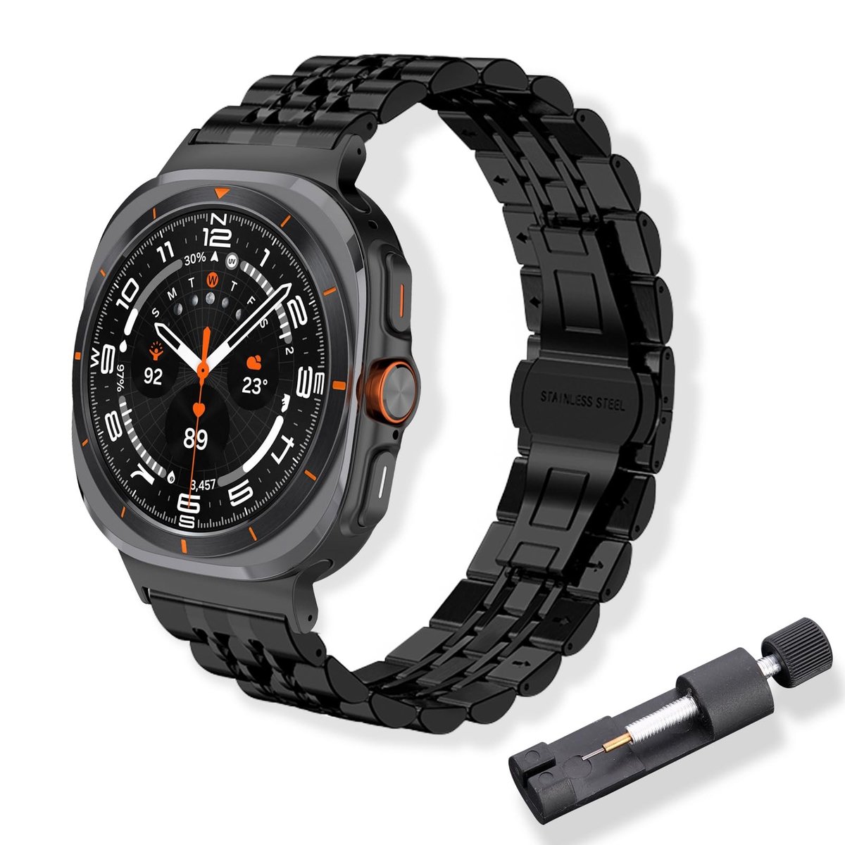 NTHProducts - Horloge Band - Metaal - Stijlvolle uitstraling - Zwart - Geschikt voor Samsung Galaxy Watch Ultra - 47mm - Duurzaam en comfortabel