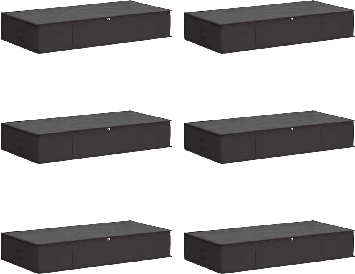vidaXL - Opbergdoos - met - transparant - bovenraam - 6 - pcs - Antracietkleurig