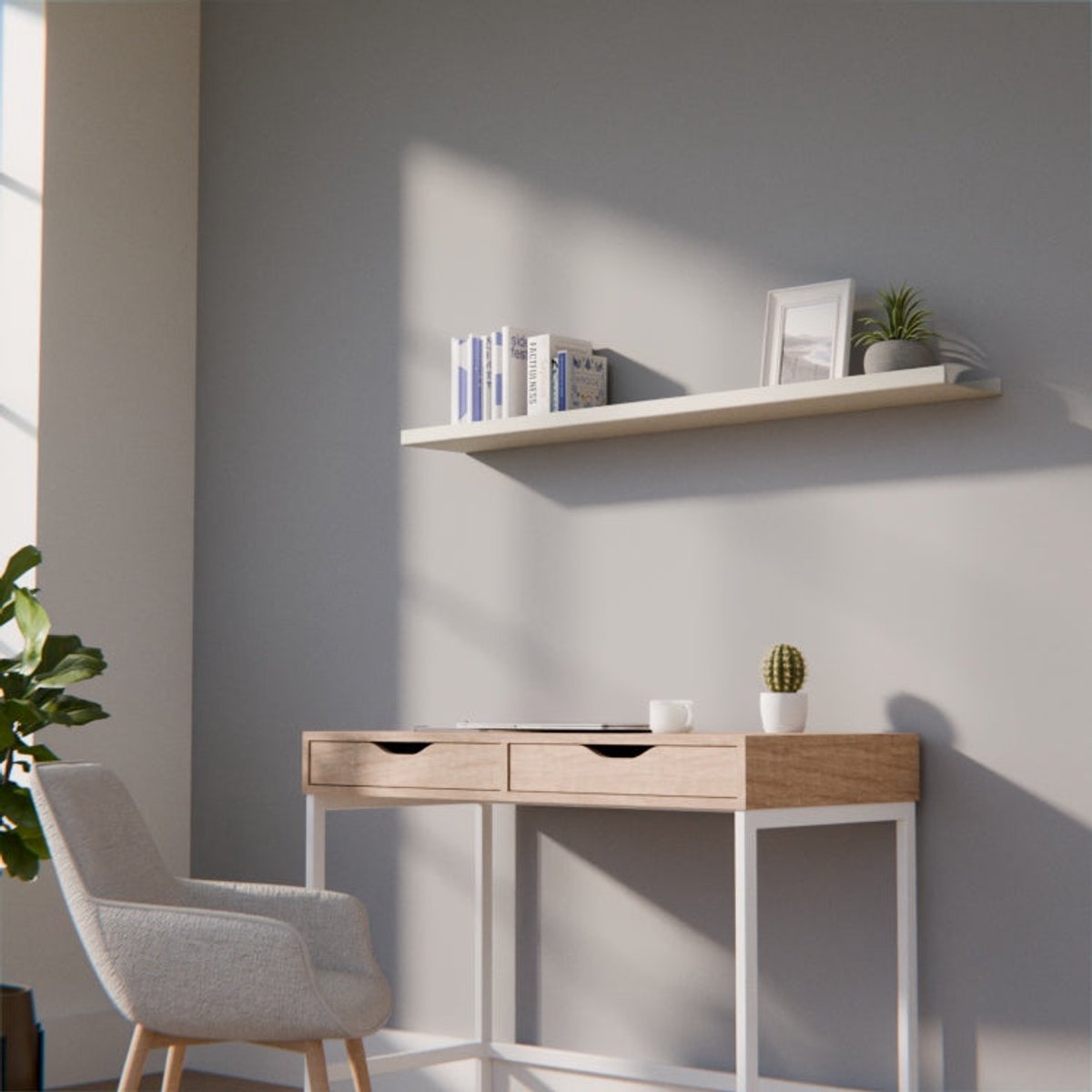 Metalen Wandplank Edge Kiezelgrijs 120 cm - Kunst van Staal