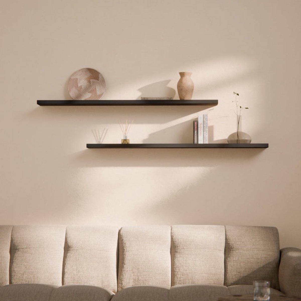 Metalen Wandplank Edge Zwart 120 cm - Kunst van Staal
