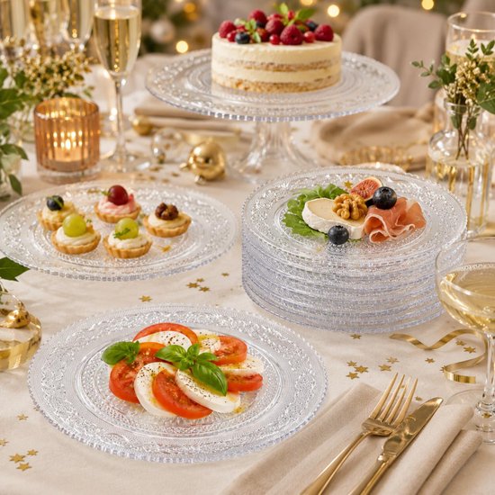 Plasticforte onbreekbare kunststof servies borden - set 12x stuks - ontbijt/dinerborden - Dia 18 en 25 cm - camping - bbq - picknick — afbeelding 5
