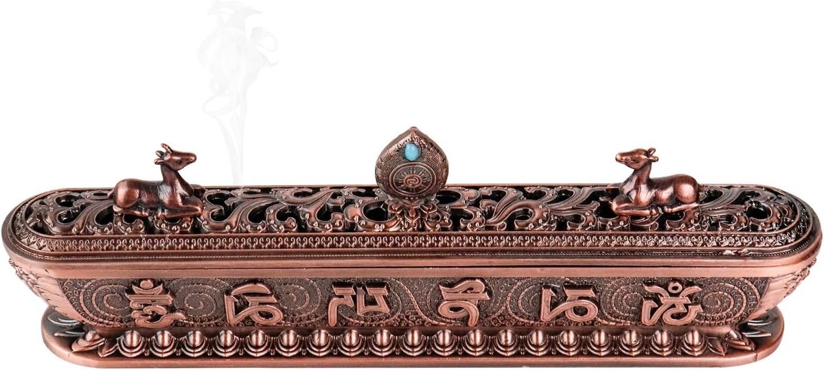Vintage Incense Box voor Geurkaarsen en Wierookstokjes - Houten Wierookhouder met Schroefdraad voor Meditatie en Ontspanning