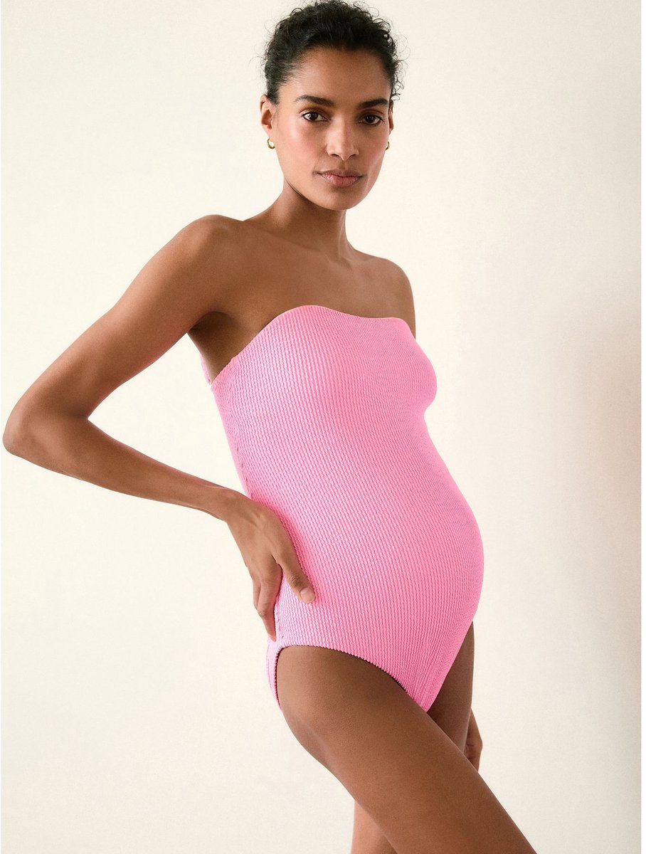 Next Dames - Bandeau-badpak voor zwangerschap - Roze Pink Crinkle