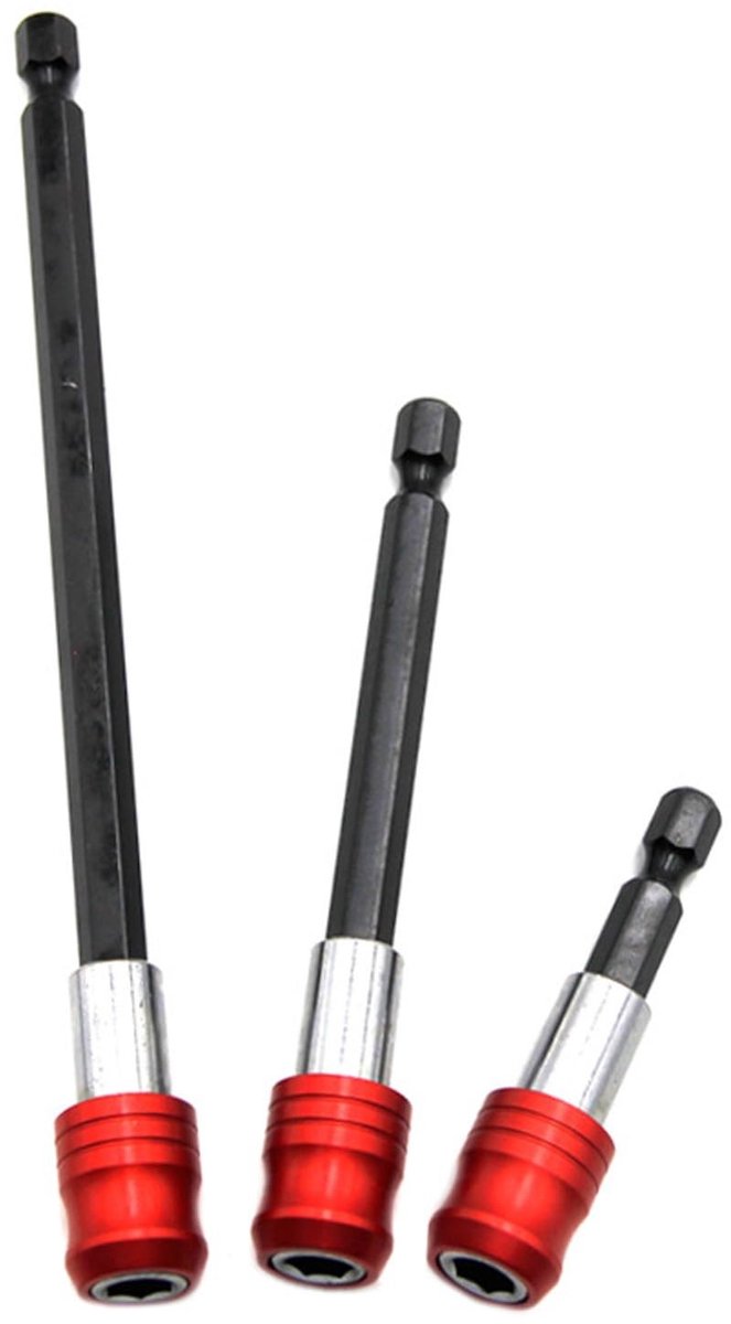 Allecto - Bit Extension - 3-delige Set - Quick Release - 1/4 Inch - Magnetisch - Geschikt voor Accuschroevendraaiers - 60/100/150mm