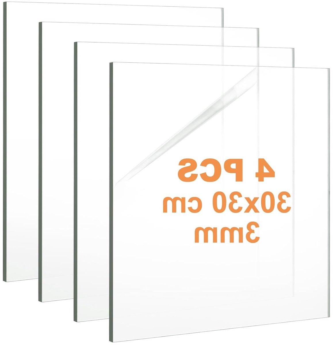 Set van 4 Acrylglas Panelen - 30 x 30 cm - Dikke Plastic Platen voor Buiten - Transparant en Geschikt voor Interieurdecoratie, Laserbewerking en Projecttentoonstellingen