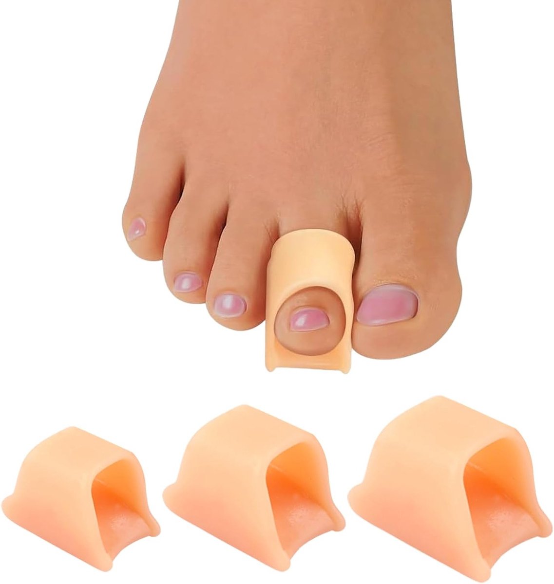 Set van 6 Siliconen Tussentekers voor Teencorrectie en Drukverlichting bij Overlaptenen, Ideaal voor Hamer- en Hallux Valgusproblemen