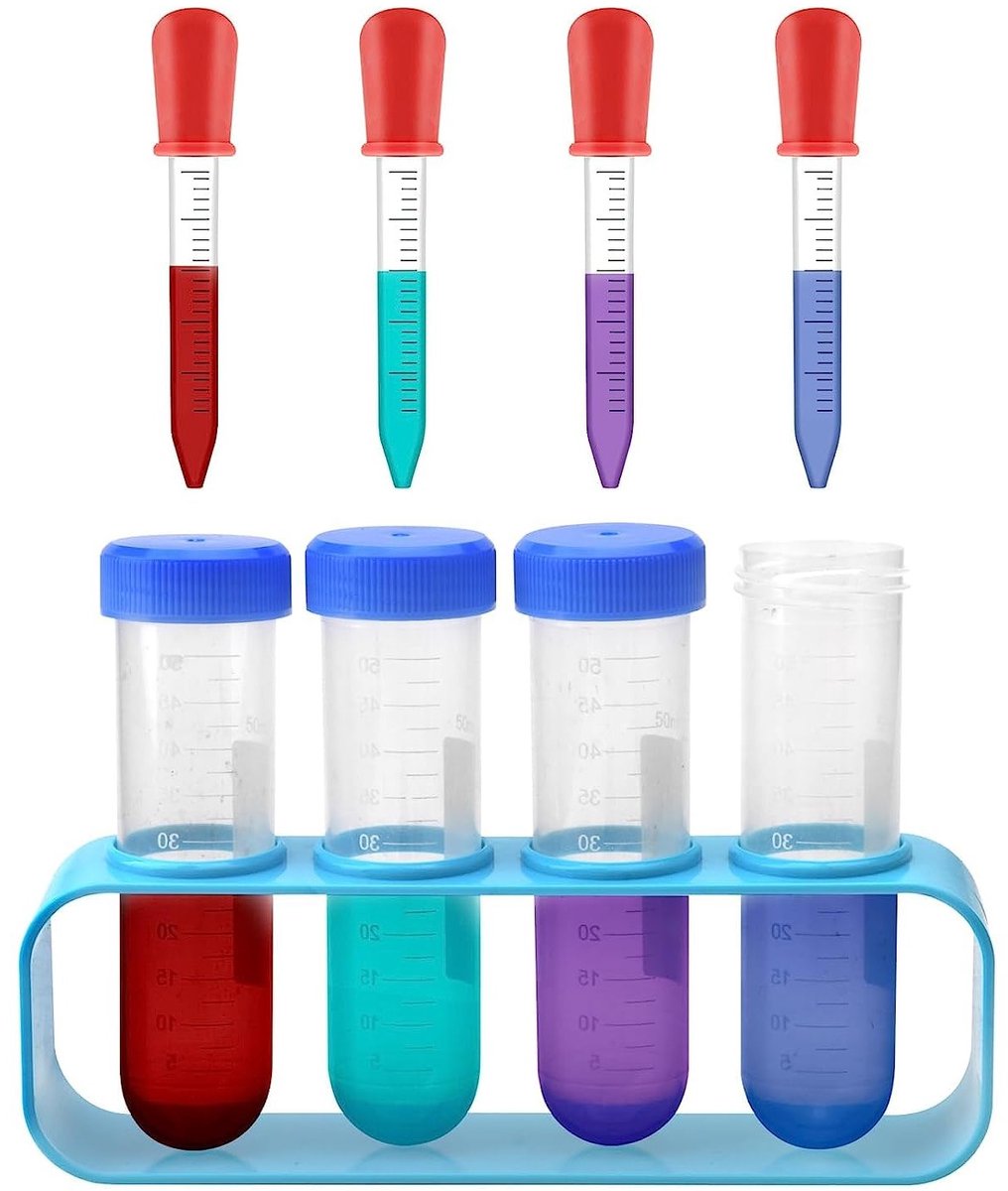 Pipette Set voor Kinderen met 9 Stuks Plastic Pipettes en Testbuisstandaard voor Creatieve Laboratorium Experimenten en Educatieve Activiteiten