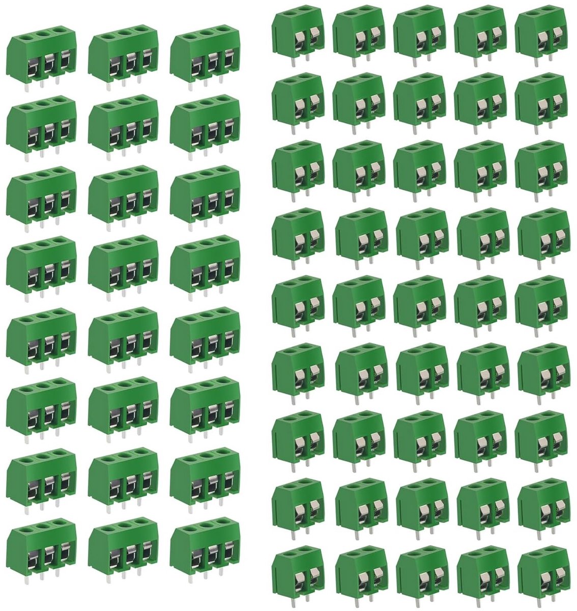 150 Stuks Groene 2/3 Pin PCB Montage Schroef, 5mm Terminal Block Connector + Gele Schroevendraaier voor Arduino en Elektronica Projecten
