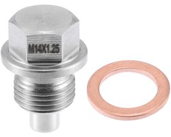 Store_8 - Voertuig Motor Magnetische Olie Afvoerplug - M14x1.25 - Koperen Pakking - Preventief Onderhoud - Olie Plug - Geschikt voor Motoren - Zilver