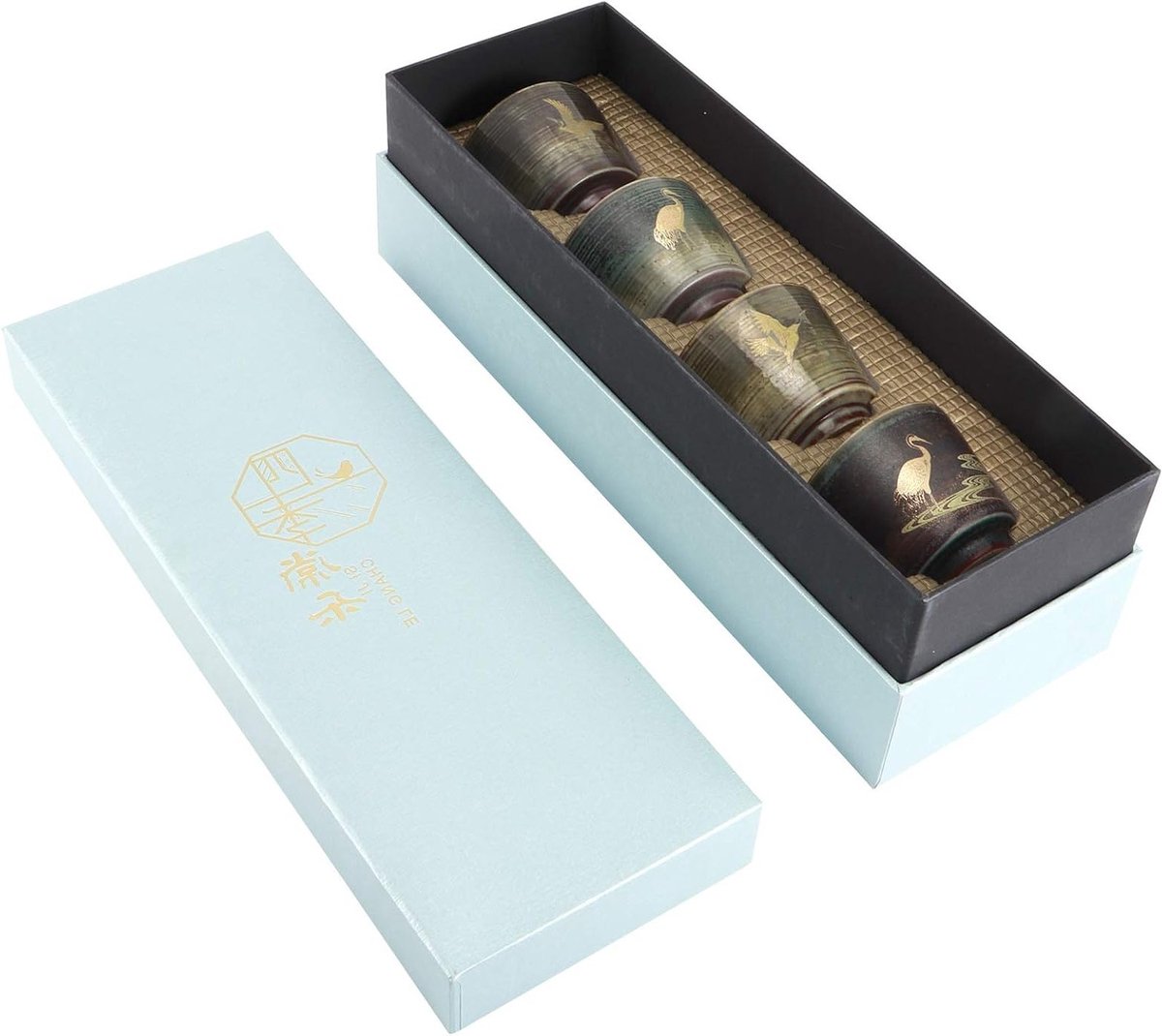 Retro theekopjes set van 4 - keramische Kung Fu stijl, ideaal voor koffie en thee, perfect voor teaware en drinkwaren