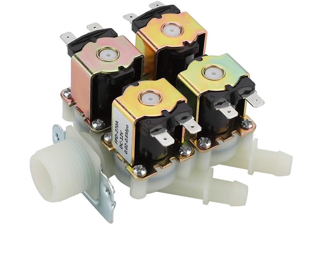 ONF3 - DC 12V Water Solenoid Valve - Hoogwaardige kunststof - 5 poorten - Duurzaam en corrosiebestendig - Geschikt voor waterafvoer - Normaal ge...