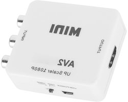 Mini HDMI naar HDMI AV2HDMI Adapter - HD Video en Audio Converter met 1080P Ondersteuning, PAL/NTSC, Plug and Play, Inclusief 1m Mini USB Voedingskabel