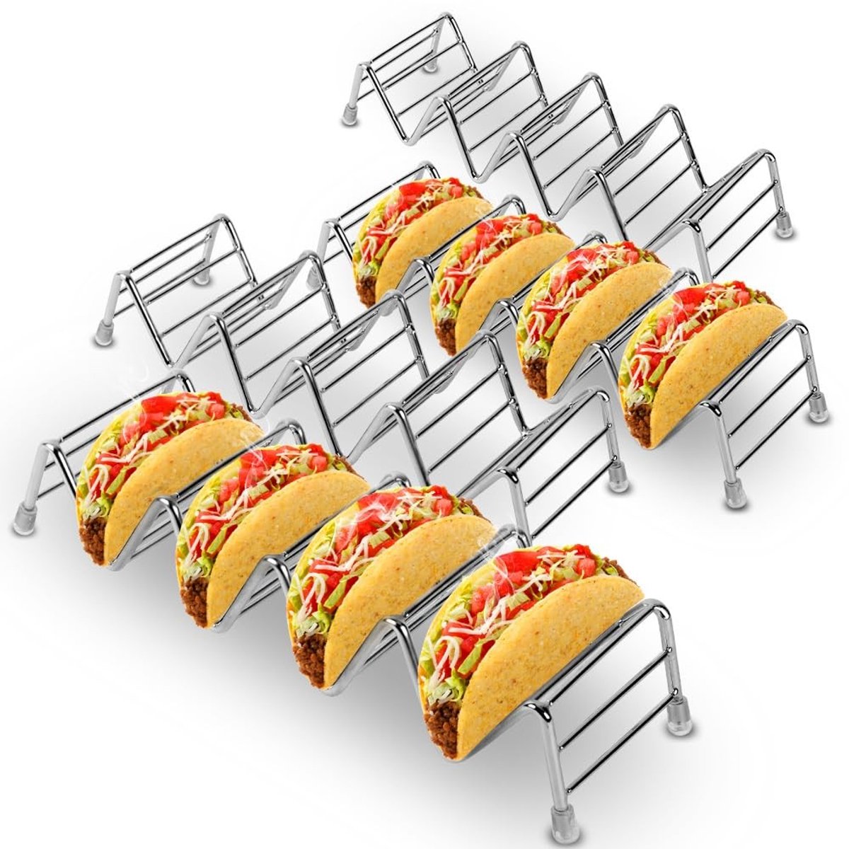 Set van 4 RVS Taco Houder - Duurzame Taco Stand voor Hard en Zachte Tacos